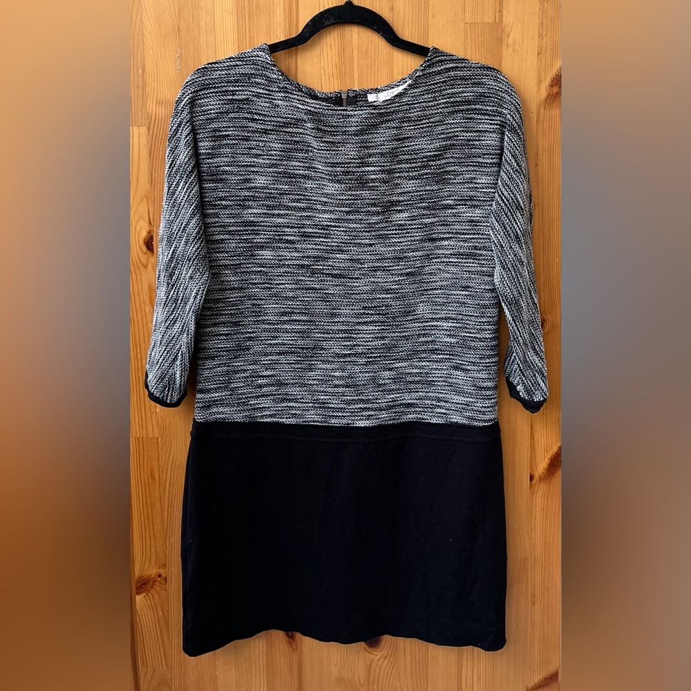 Ann Taylor LOFT Women's Black 3/4 Sleeve Mixed Media Pencil Dress - Size 4